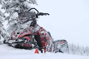 Awesome red snowmobile sled